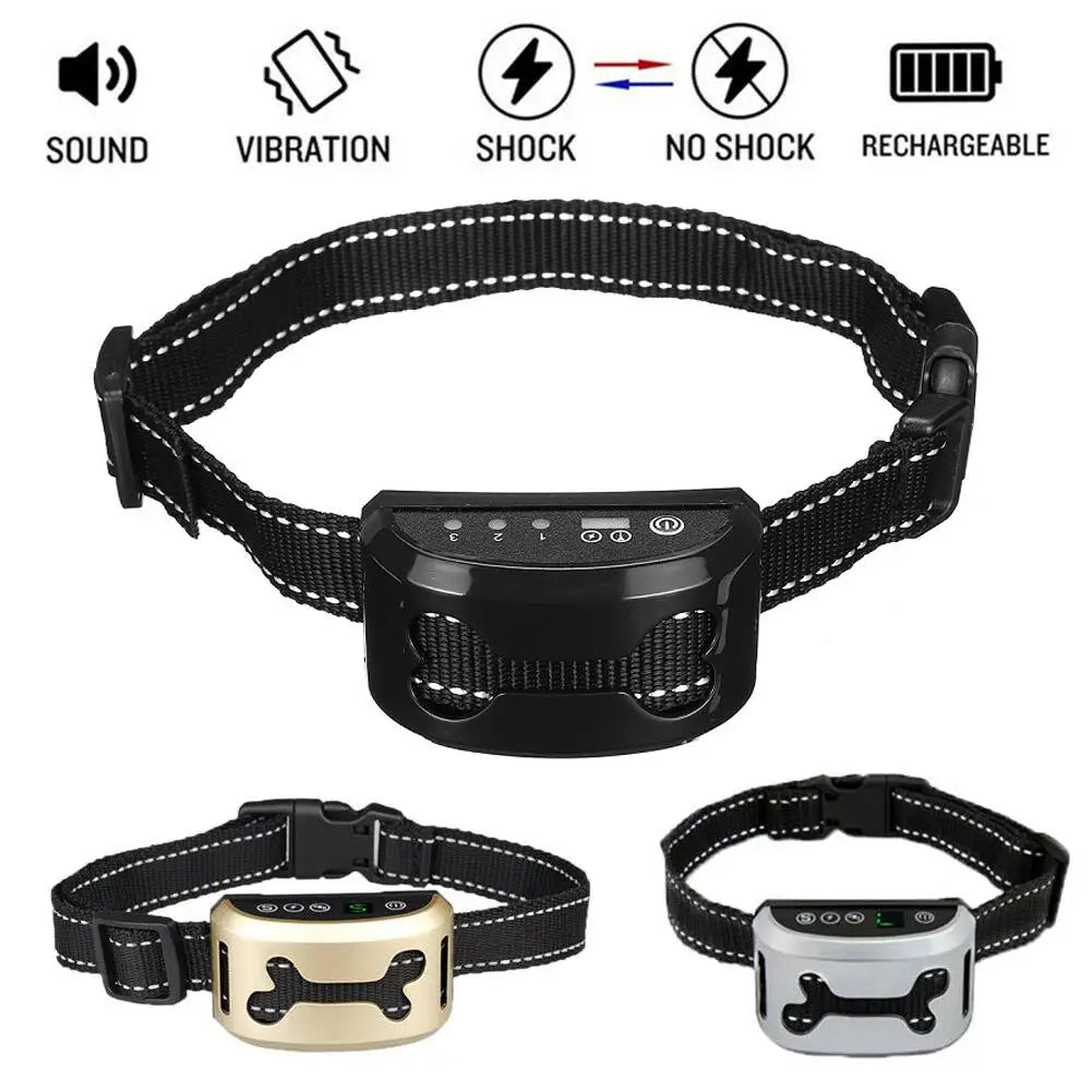 Pet Dog Anti Bark Collar Control Train Rechargeable IP65 Waterproof Stop Barking Dog Vibration Ultrasonic Training Collars