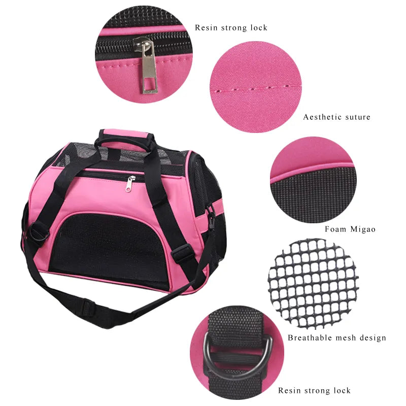 Mesh Window Colored Heavy Duty Cat Carrier Shoulder Bag