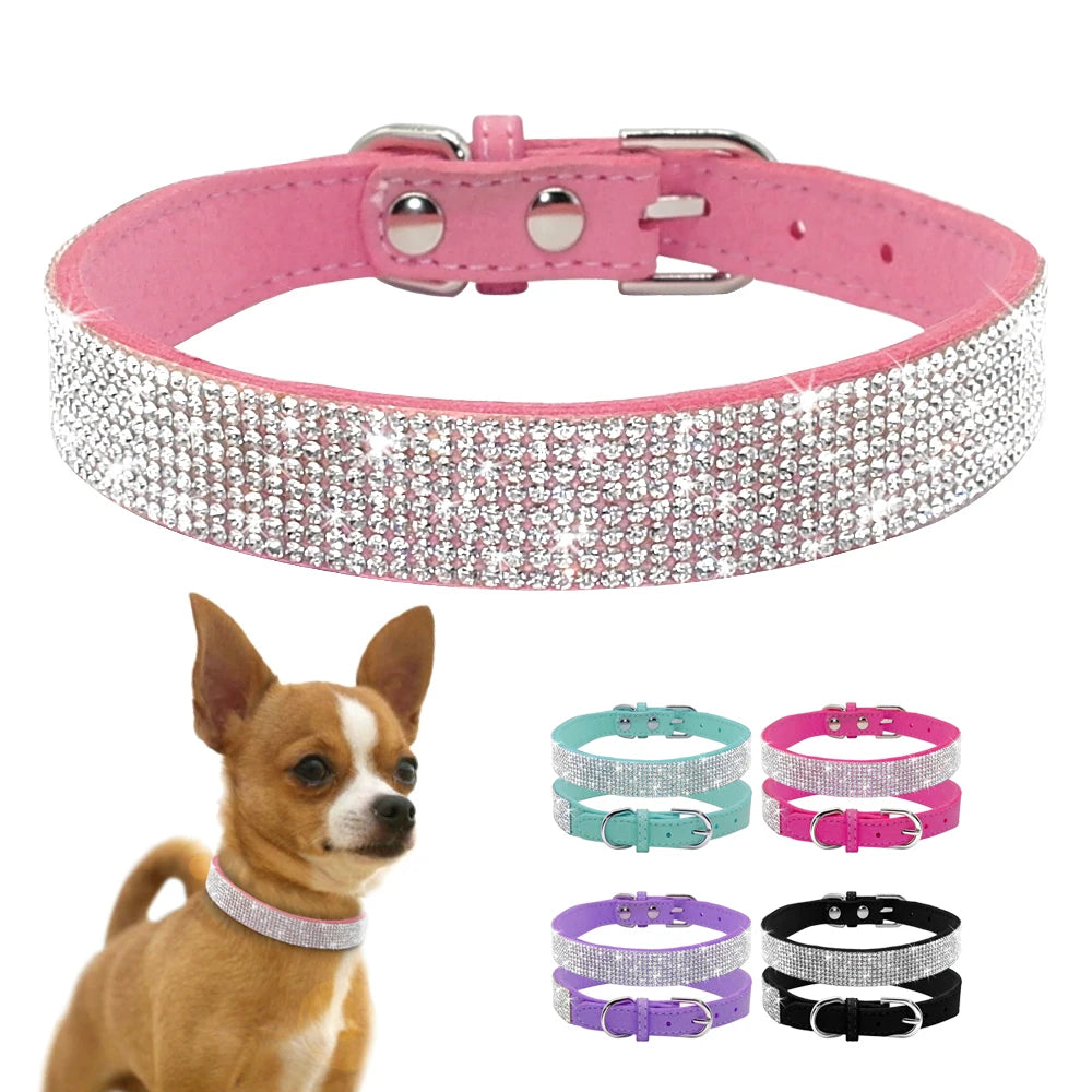 Full Rhinestone Faux Leather Dog & Cat Pet Collar