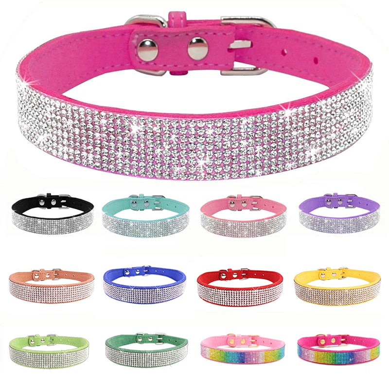 Full Rhinestone Faux Leather Dog & Cat Pet Collar