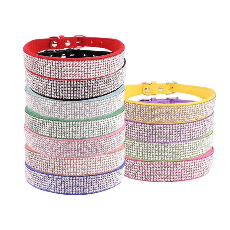 Full Rhinestone Faux Leather Dog & Cat Pet Collar