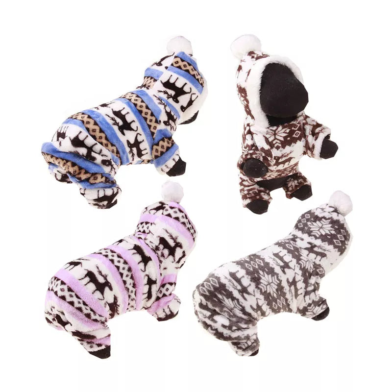 Winter Multi Pattern Dog & Cat Plush Ball Hoodie Sweater