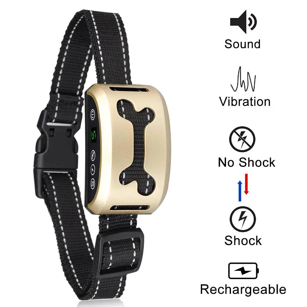 Pet Dog Anti Bark Collar Control Train Rechargeable IP65 Waterproof Stop Barking Dog Vibration Ultrasonic Training Collars
