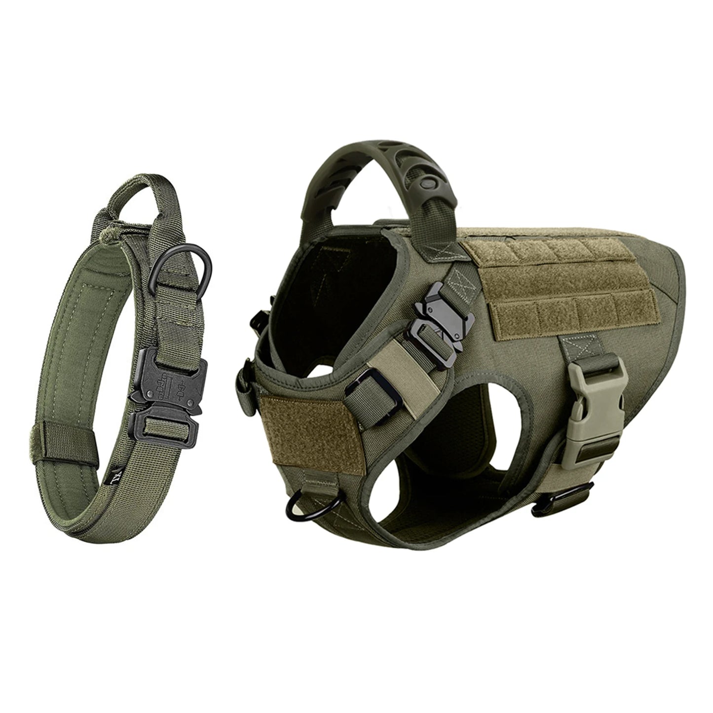 Dog Harness Collar Set Adjustable Tactical Dog Vest Harness And Durable Nylon Dog Collar Combo For Small Medium Large Dogs Outdoor Walking Training