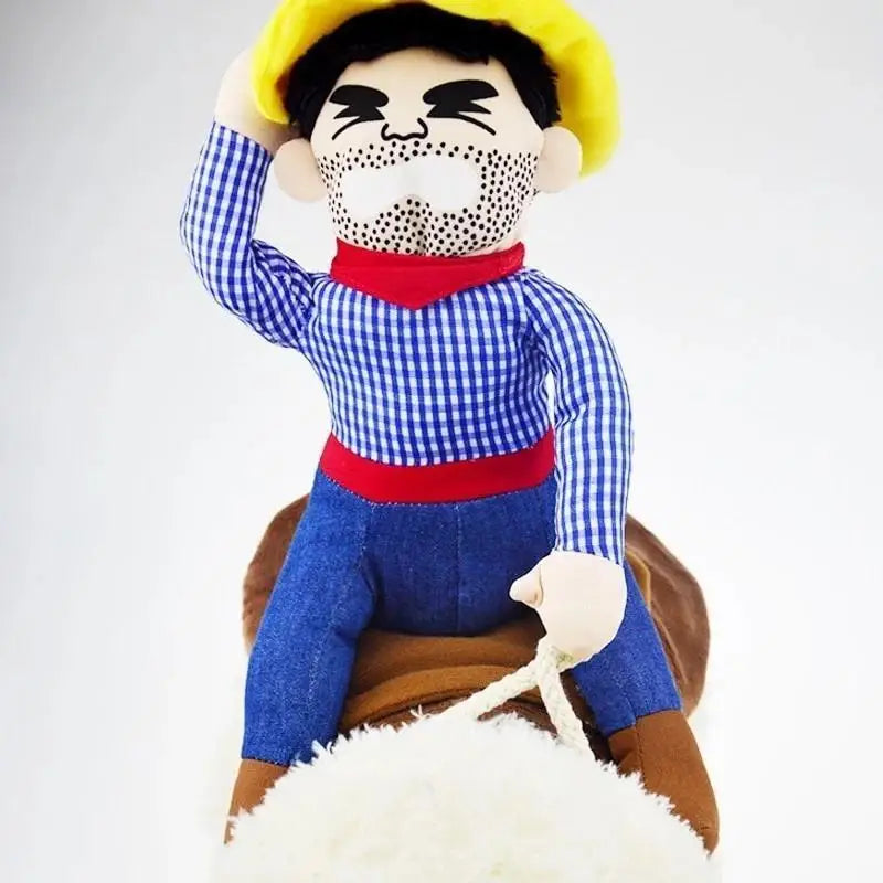 Dog Cowboy Rider Costume Pet Cosplay Outfit With Hat Puppy Halloween Christmas Festival Party Dress Up Funny Accessory
