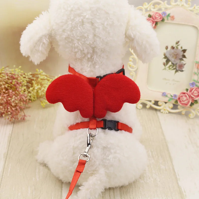 Plush Multi Color Angel Wings Dog & Cat Pet Harness With Leash