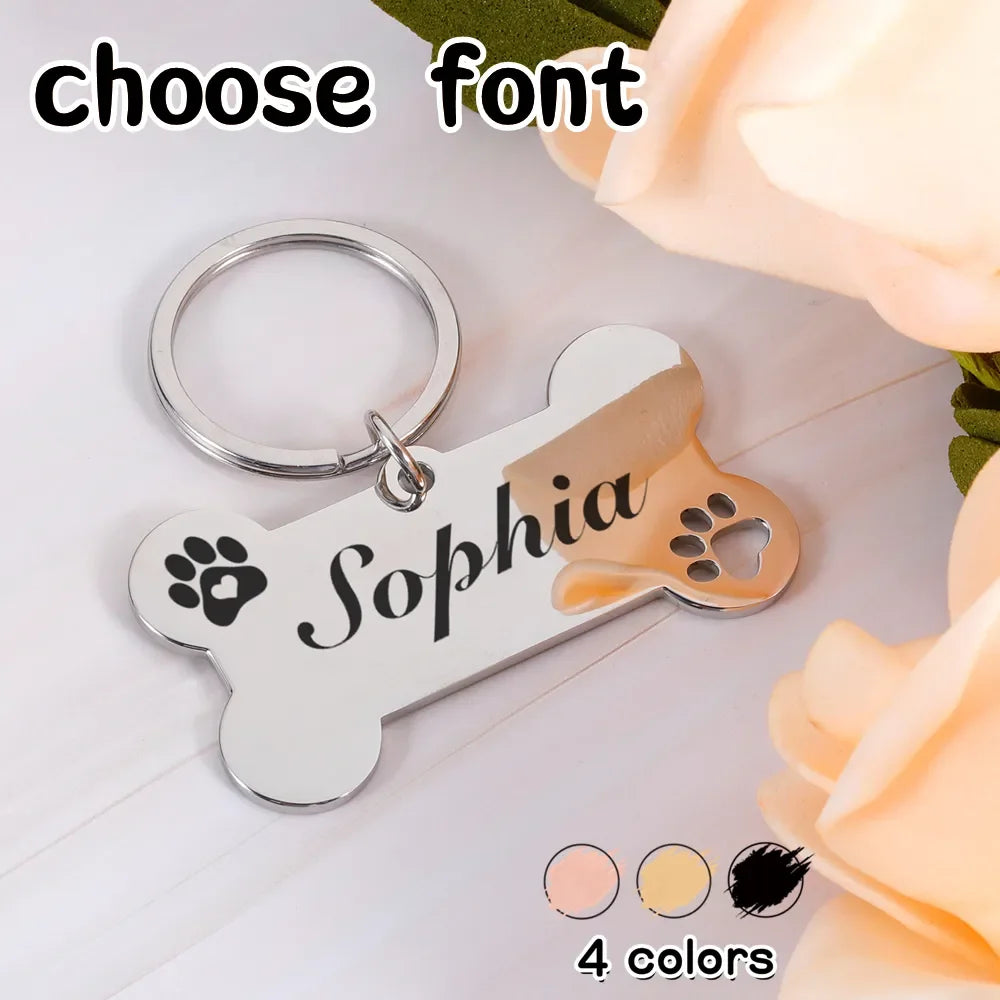 Custom Gold & Silver Bone Shaped Multi Metal Stainless Steel Cat & Dog Name Tag Pendant