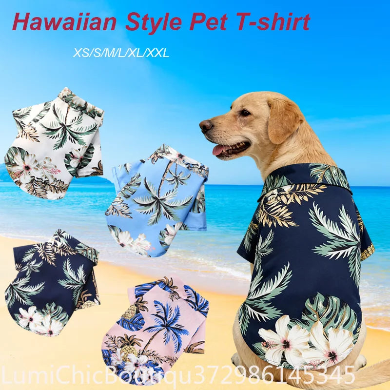 Hawaiian Beach Style Summer Dog Shirt Light‑Breathable Pet Clothes For Small Medium Puppy Dogs Cats Fit For Pug French Bulldog Vacation Outdoor Pet Apparel Supply