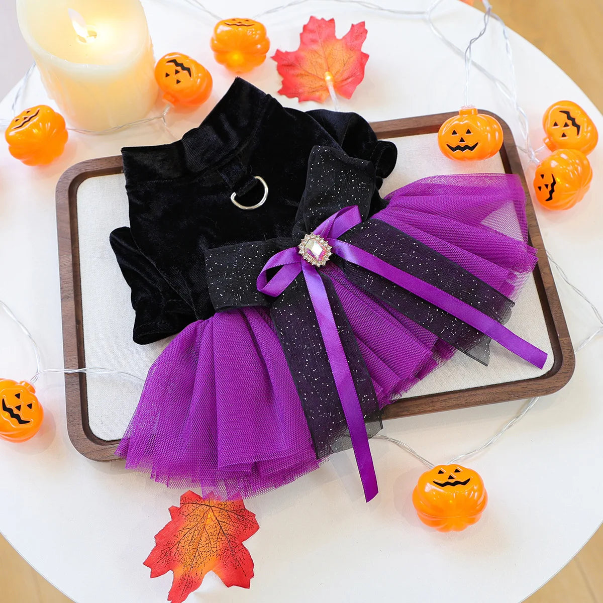 2025 Halloween Pet Costumes – Witch Bride Dress with Pumpkin & Skull Design for Dogs & Cats  – Elegant Lace Dress Gothic Pirate