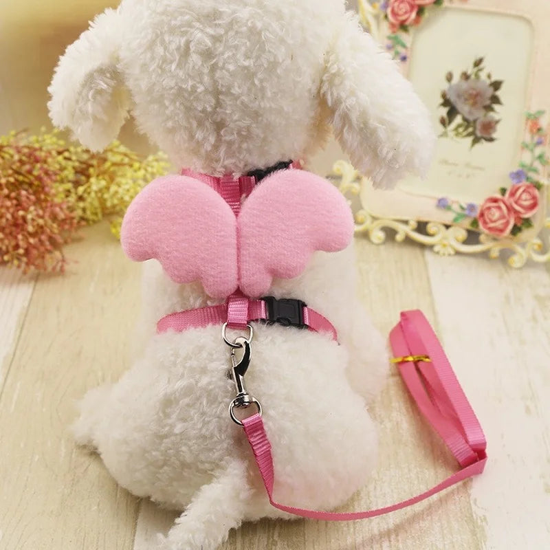 Plush Multi Color Angel Wings Dog & Cat Pet Harness With Leash