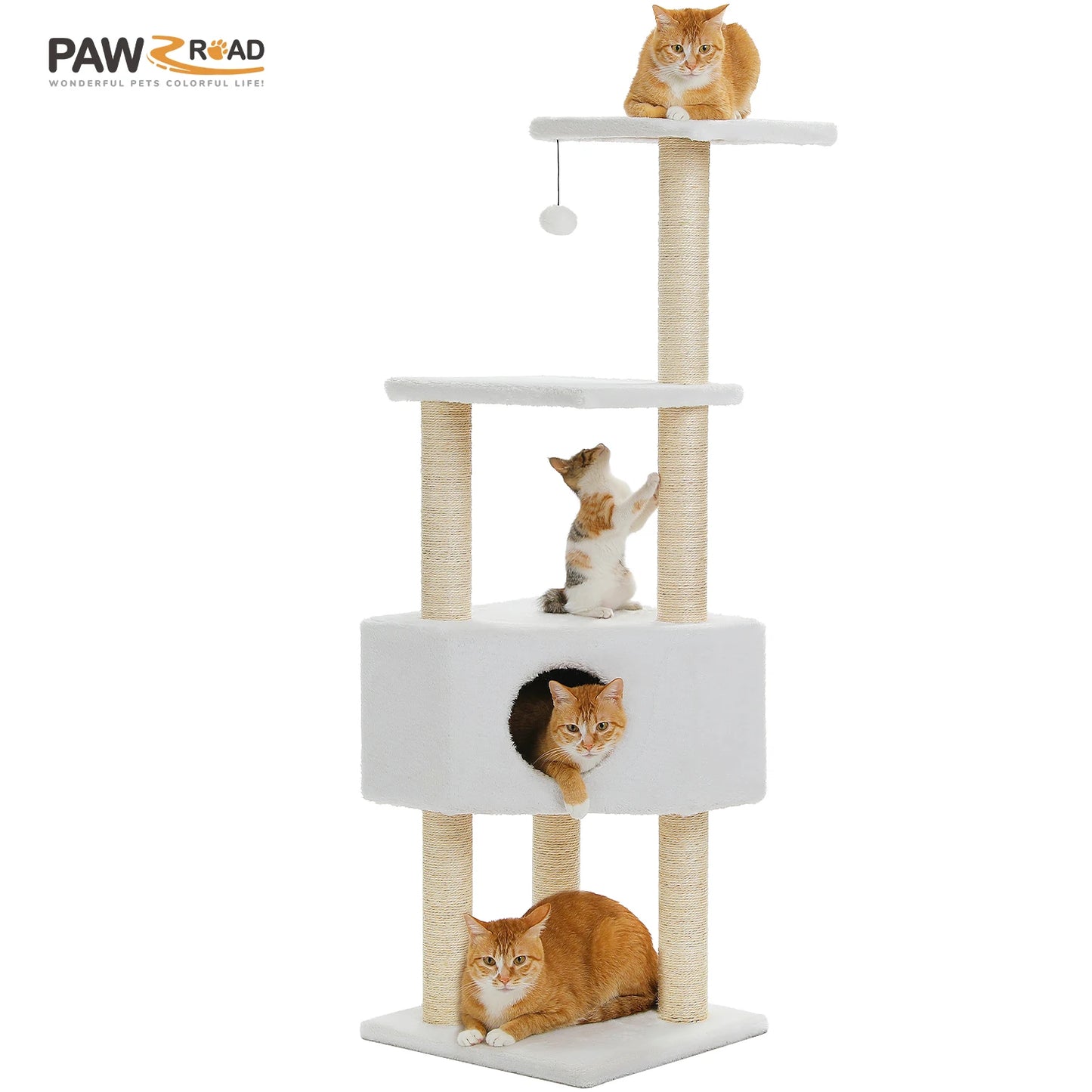 Cat Tree with Toy Cat Tower Condo for Indoor Cats Cat House with Padded Plush Perch Cozy Hammock and Sisal Scratching Posts