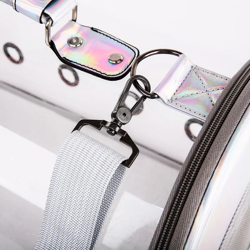 Holographic Reflective Hardshell Transparent Cat Carrier Backpack