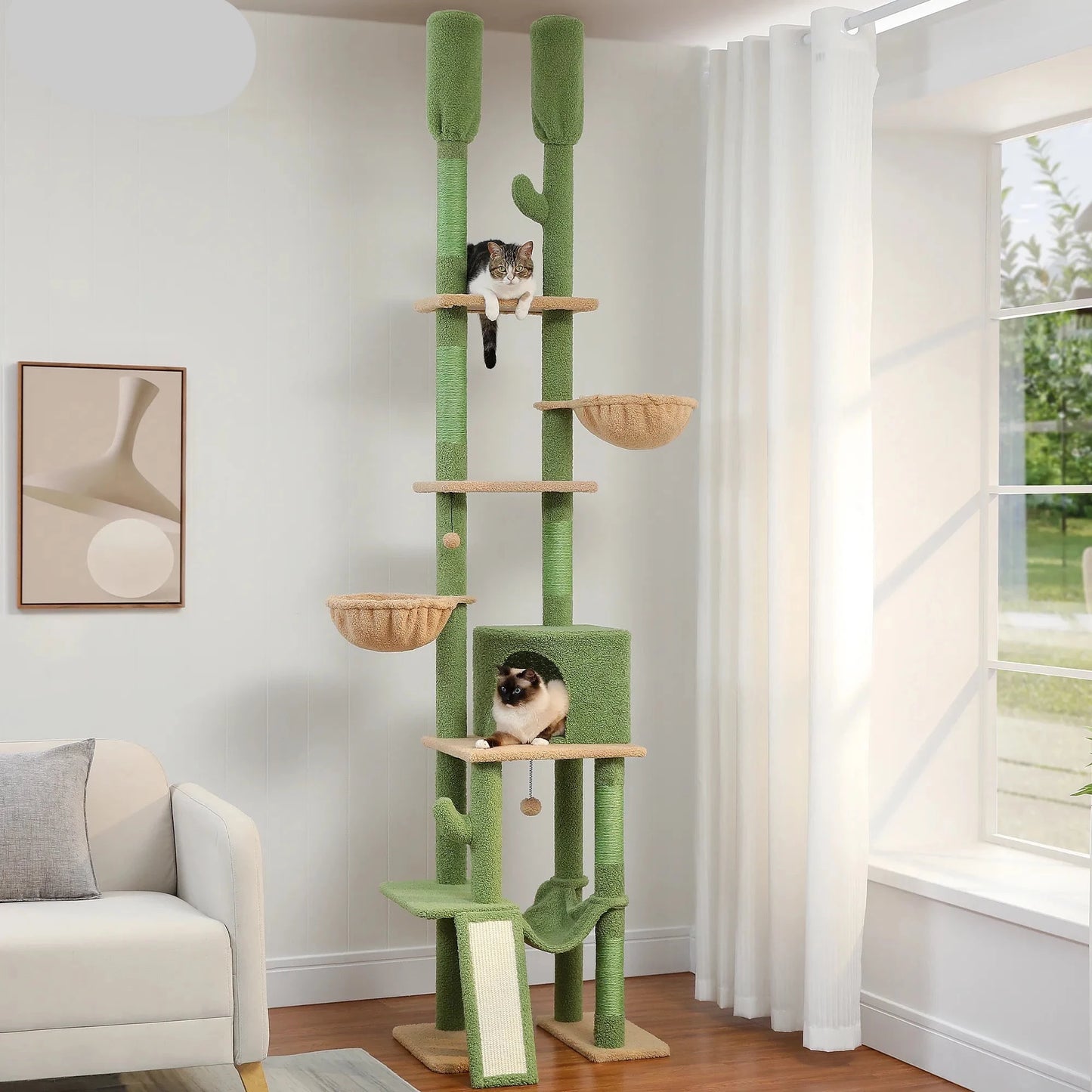 Adjustable Cactus Shaped 4 Tier Cat Tower