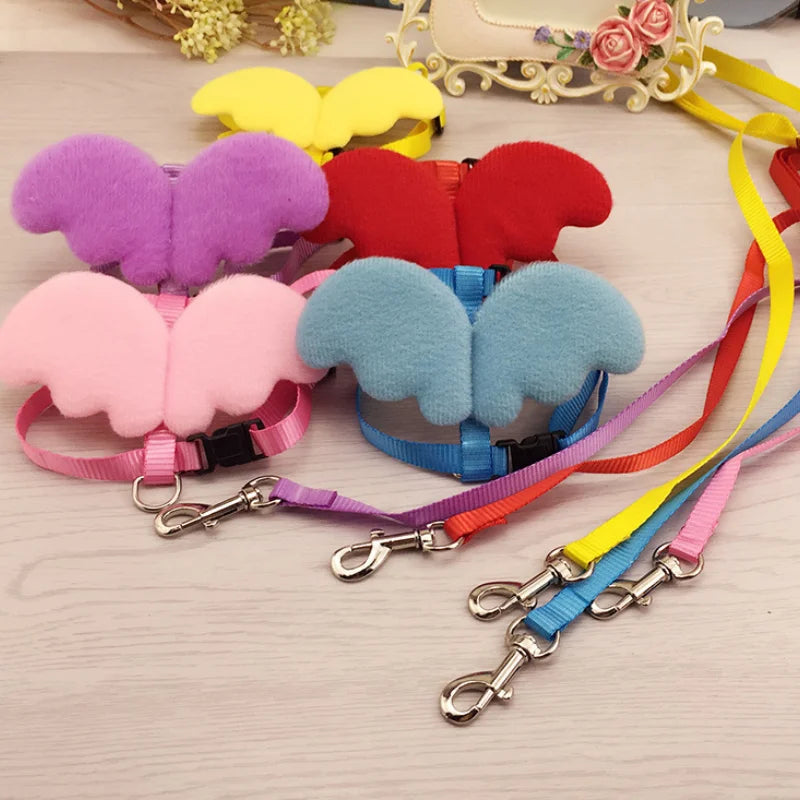 Plush Multi Color Angel Wings Dog & Cat Pet Harness With Leash