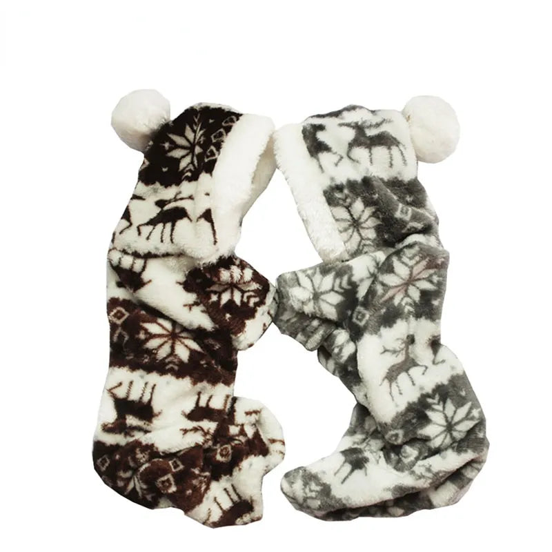 Winter Multi Pattern Dog & Cat Plush Ball Hoodie Sweater