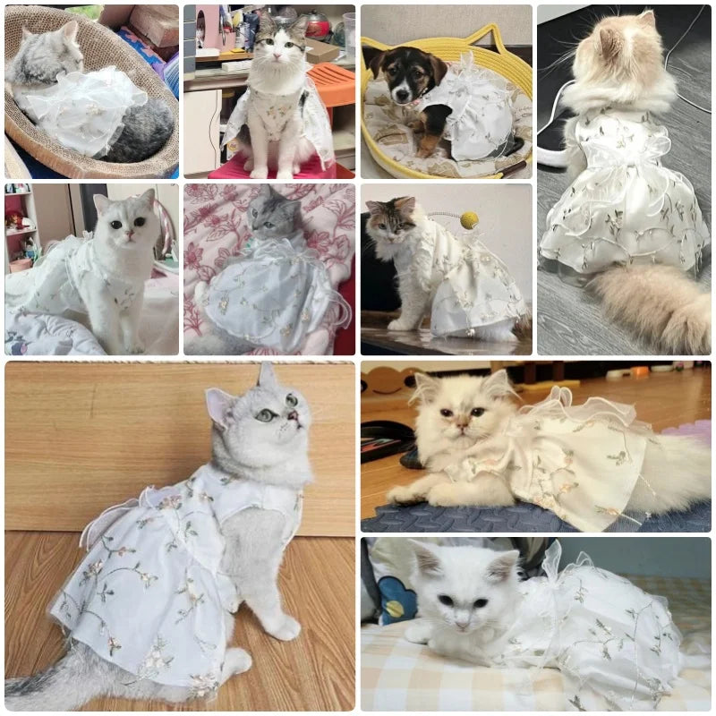 Fashion Dog Princess Dress Summer Puppy Dresses with Bow Cute Cat Suspender Skirt Chihuahua Skirts Pet Costumes Soft Dog Clothes