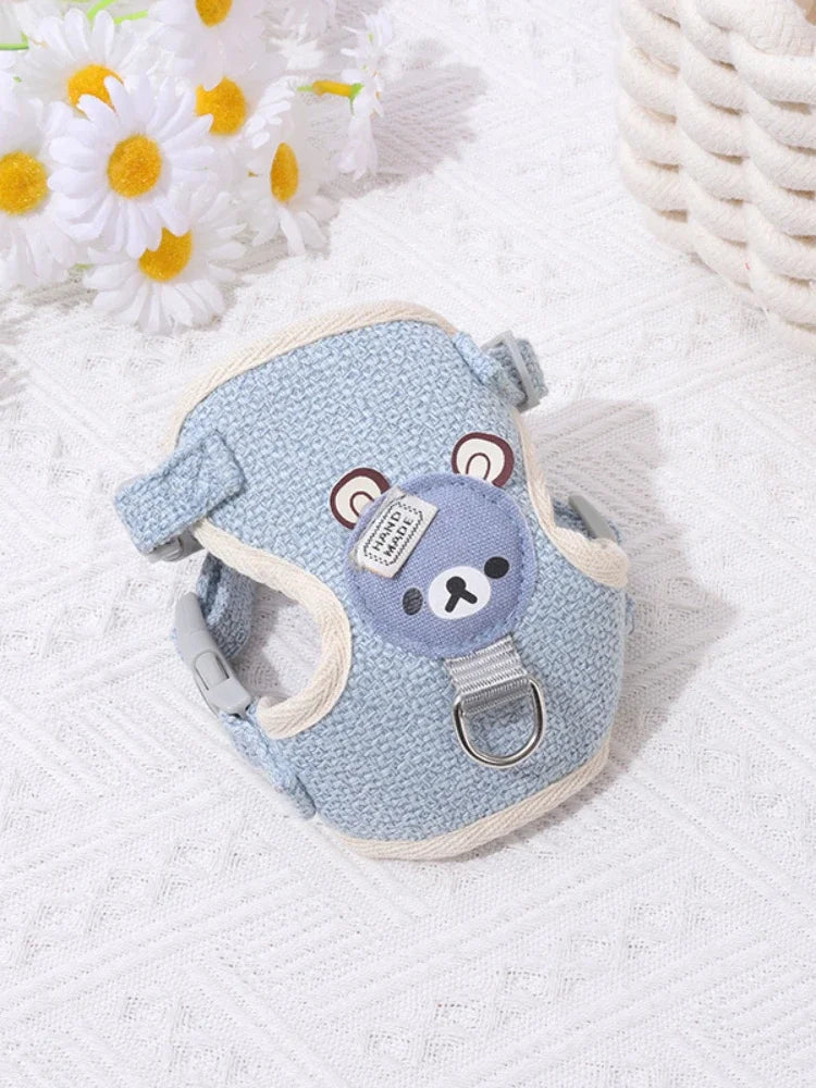 Rilakkuma Bear Sturdy Cat & Dog Pastel Harness With Leash