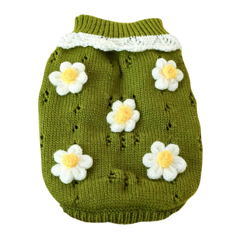 Dog Cute Sweater Warm Pet Sweater Knitted Flowers Blossoming Dog Sweaters For Dogs