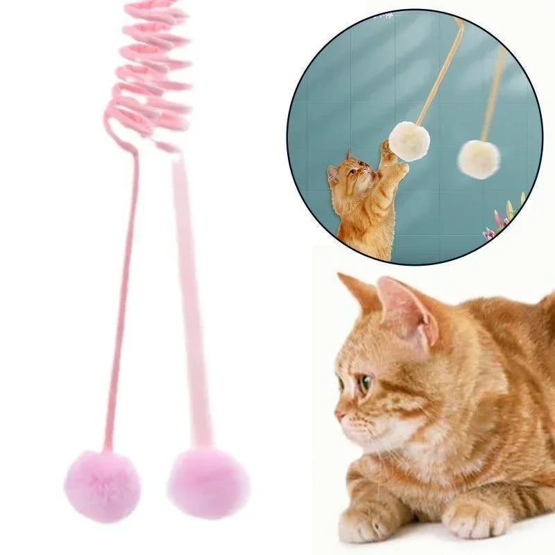 Extending Bouncing Spring Plush Jingle Ball Cat Toy