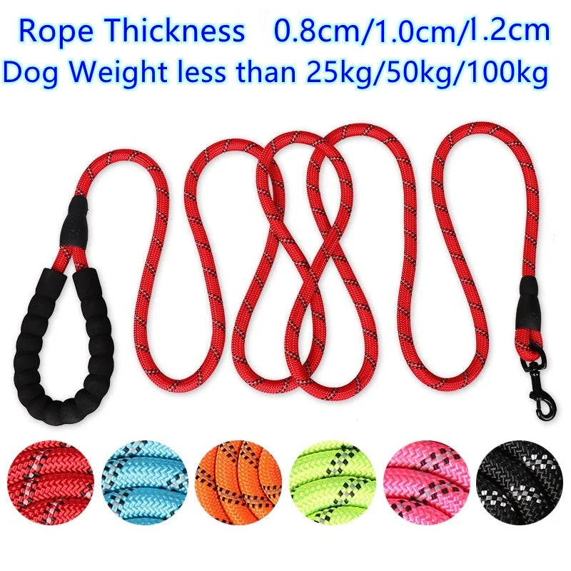 Extra Strength & Grip Reflective Multi Color Dog & Cat Pet Thick Rope Leash