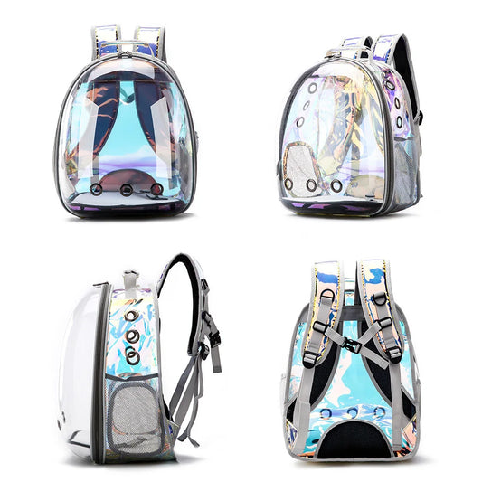 Holographic Reflective Hardshell Transparent Cat Carrier Backpack