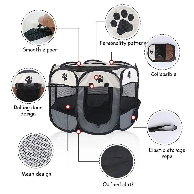 Foldable Paw Print Pet Tent Kennel