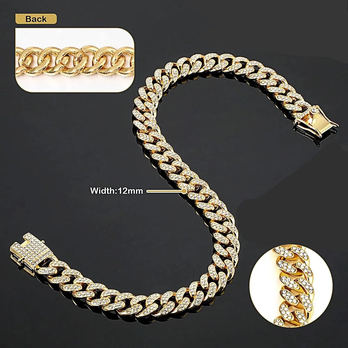 Gemstone Embellished Cuban Link Chain Collar For Dogs & Cats