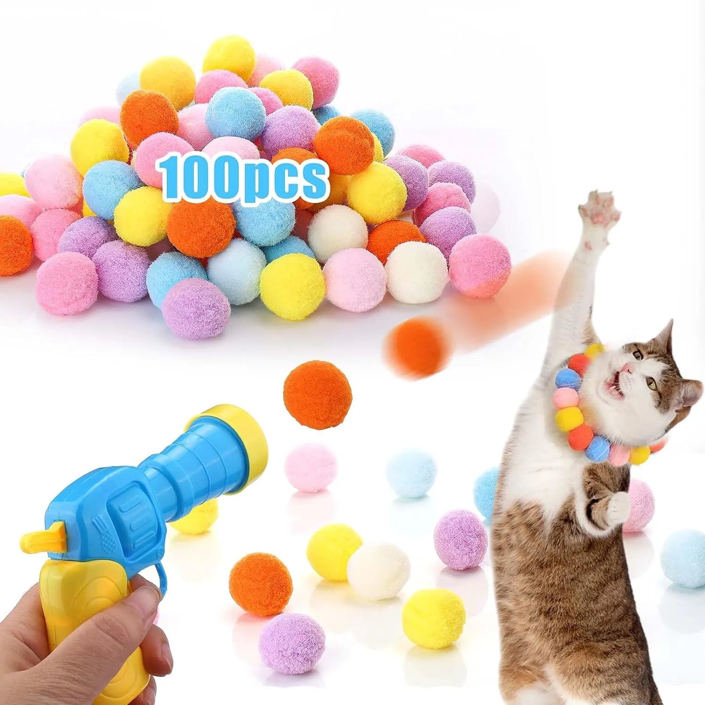 Cotton Ball Cat Toy Launcher Gun