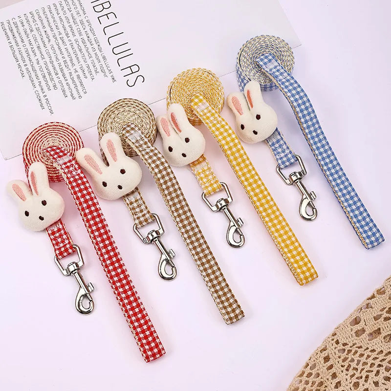 Soft Pastel Plaid Bunny Decor Dog & Cat Harness With Leash