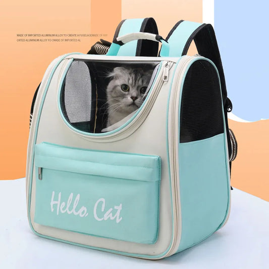 Pastel Hello Cat Mesh Window Cat Carrier Backpack