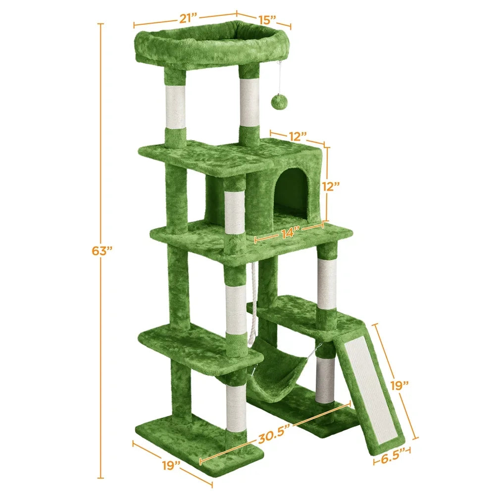 Large 4 Tier Green Cat Tower