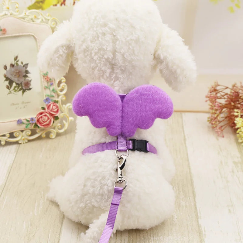 Plush Multi Color Angel Wings Dog & Cat Pet Harness With Leash