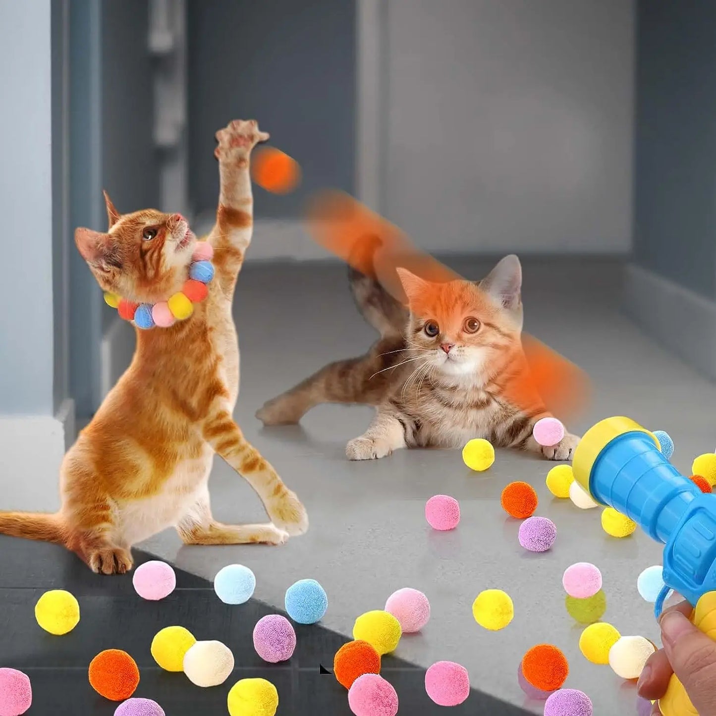 Cotton Ball Cat Toy Launcher Gun