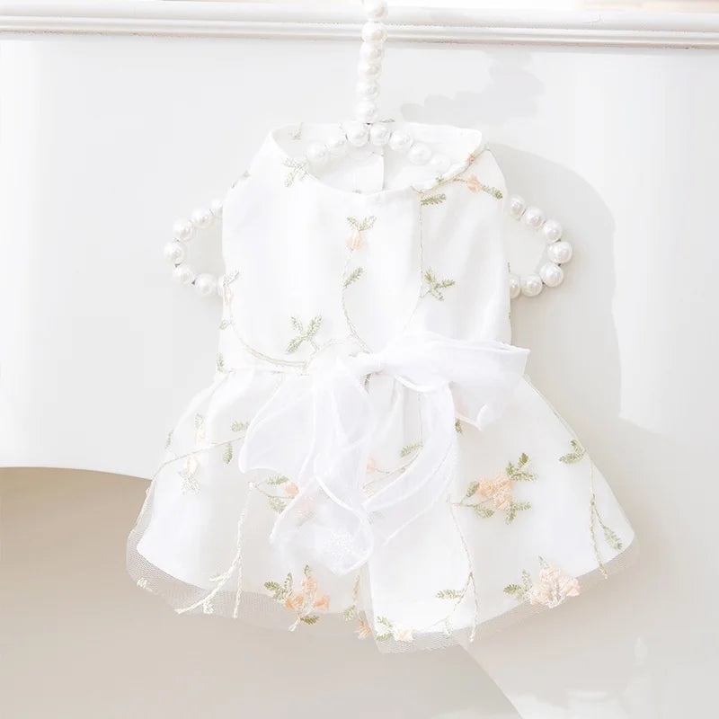 Fashion Dog Princess Dress Summer Puppy Dresses with Bow Cute Cat Suspender Skirt Chihuahua Skirts Pet Costumes Soft Dog Clothes