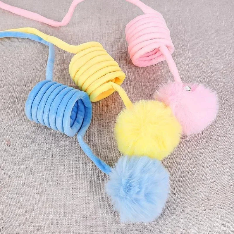 Extending Bouncing Spring Plush Jingle Ball Cat Toy