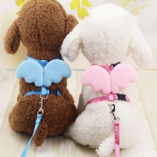 Plush Multi Color Angel Wings Dog & Cat Pet Harness With Leash