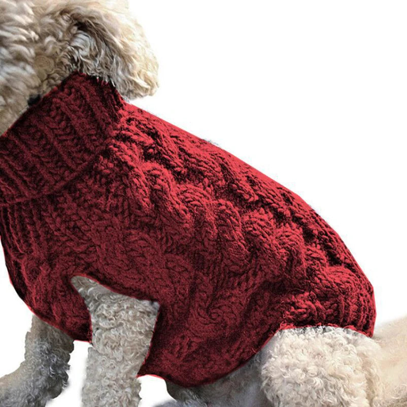 Wool Pattern Knitted Turtleneck Dog & Cat Multi Color Sweater