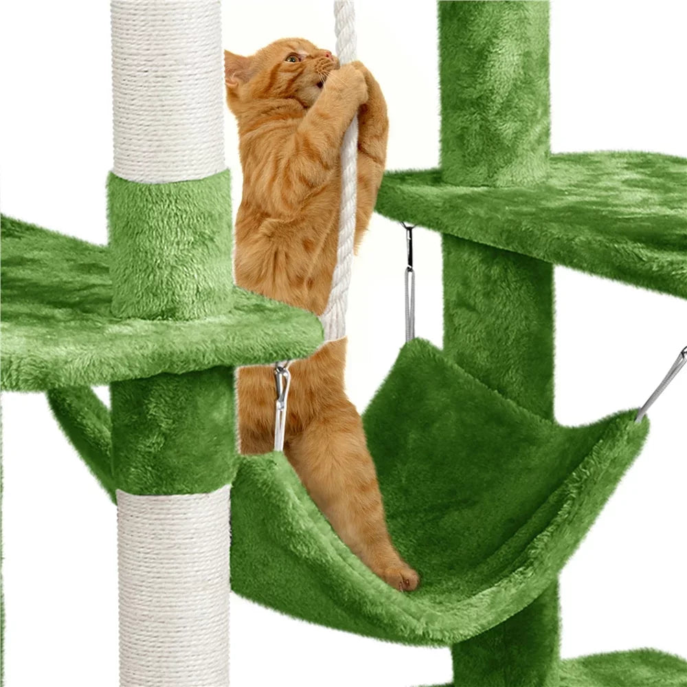 Large 4 Tier Green Cat Tower