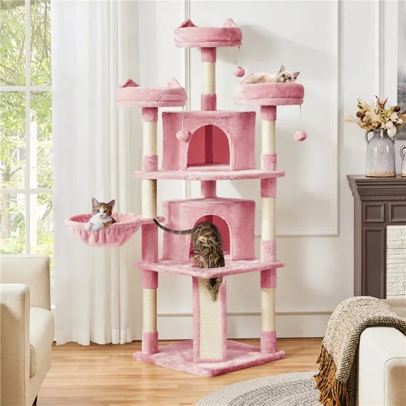 Pink 4 Tier 69" Cushioned Cat Condo Tower