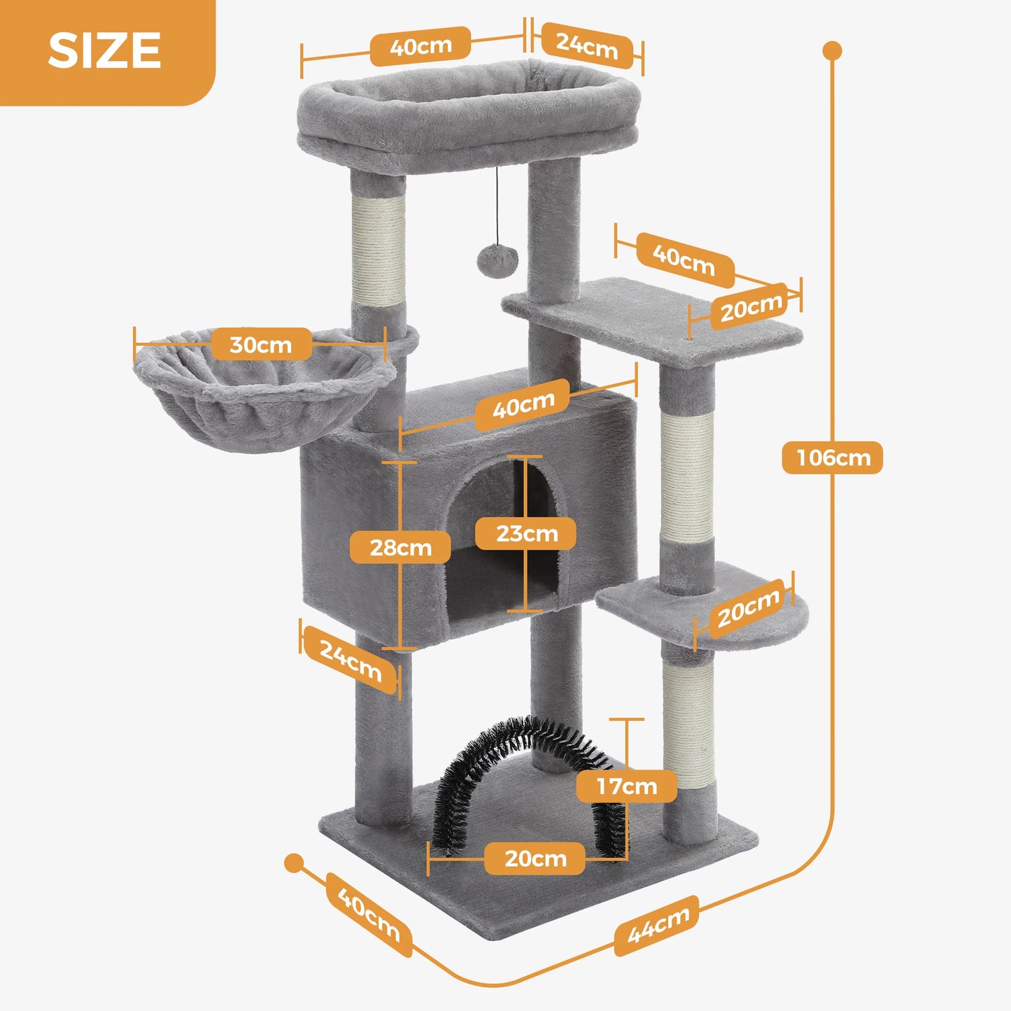 Cat Tree with Toy Cat Tower Condo for Indoor Cats Cat House with Padded Plush Perch Cozy Hammock and Sisal Scratching Posts