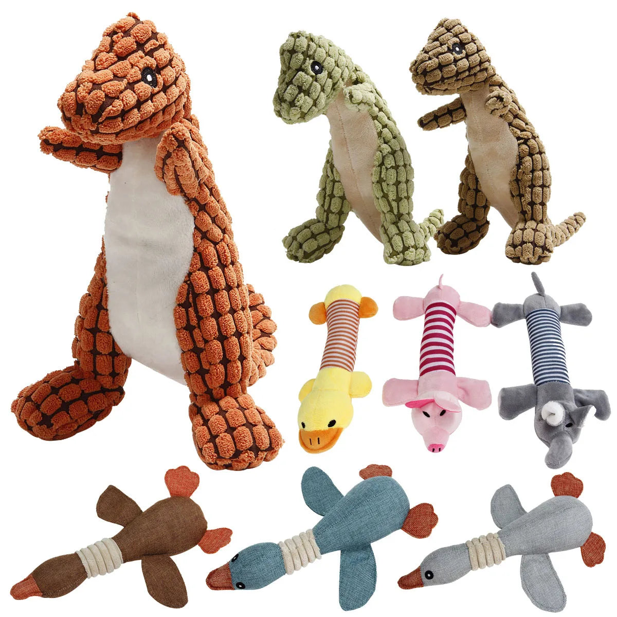 Dental Cleaning Sound Making Dinosaur Plush Dog Chew Toy