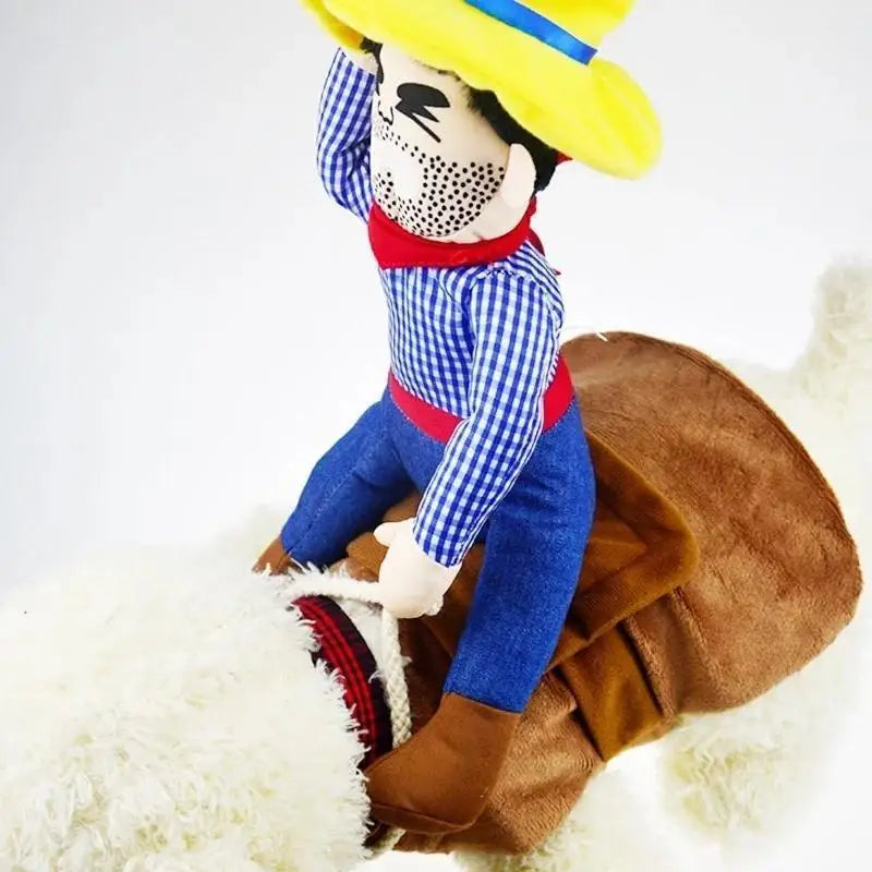Dog Cowboy Rider Costume Pet Cosplay Outfit With Hat Puppy Halloween Christmas Festival Party Dress Up Funny Accessory