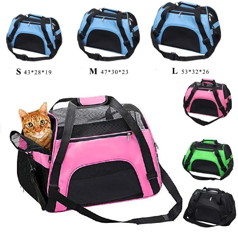 Mesh Window Colored Heavy Duty Cat Carrier Shoulder Bag