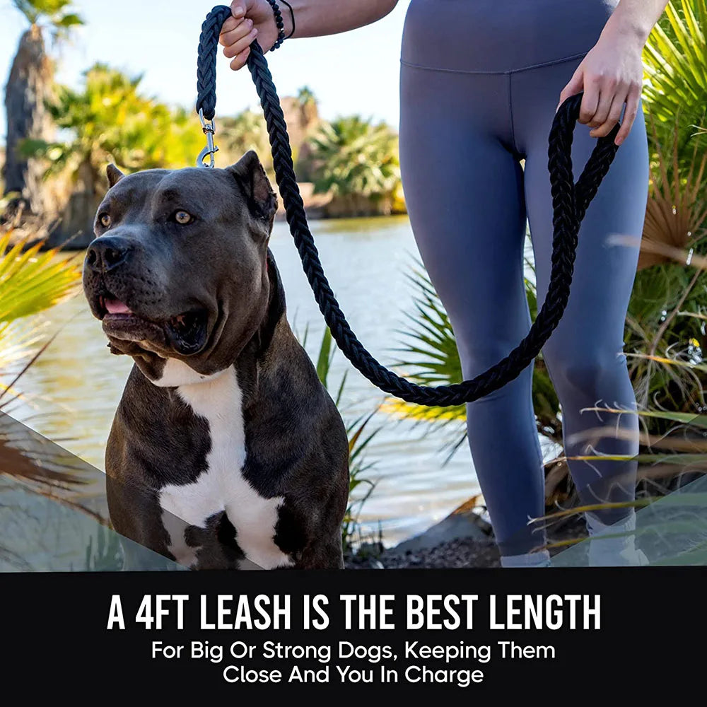 Medium & Large Dog Leash Traction Rope Heavy Duty Hand-knitted Strong Durable Nylon Braided Pet Leashes for French Bulldog Husky