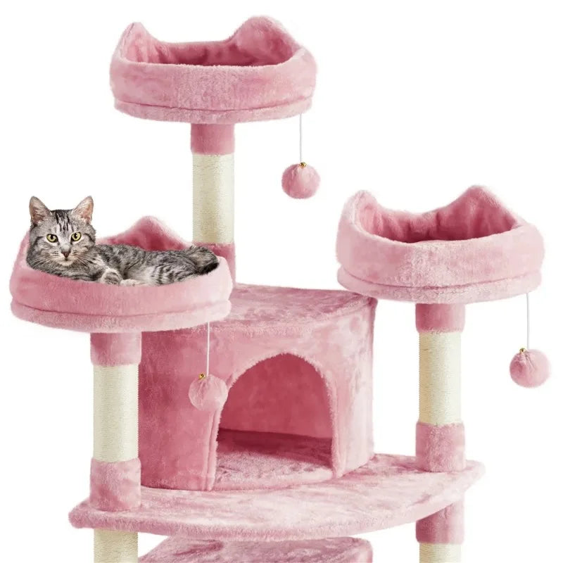 Pink 4 Tier 69" Cushioned Cat Condo Tower