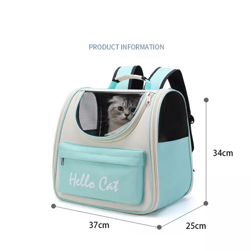 Pastel Hello Cat Mesh Window Cat Carrier Backpack