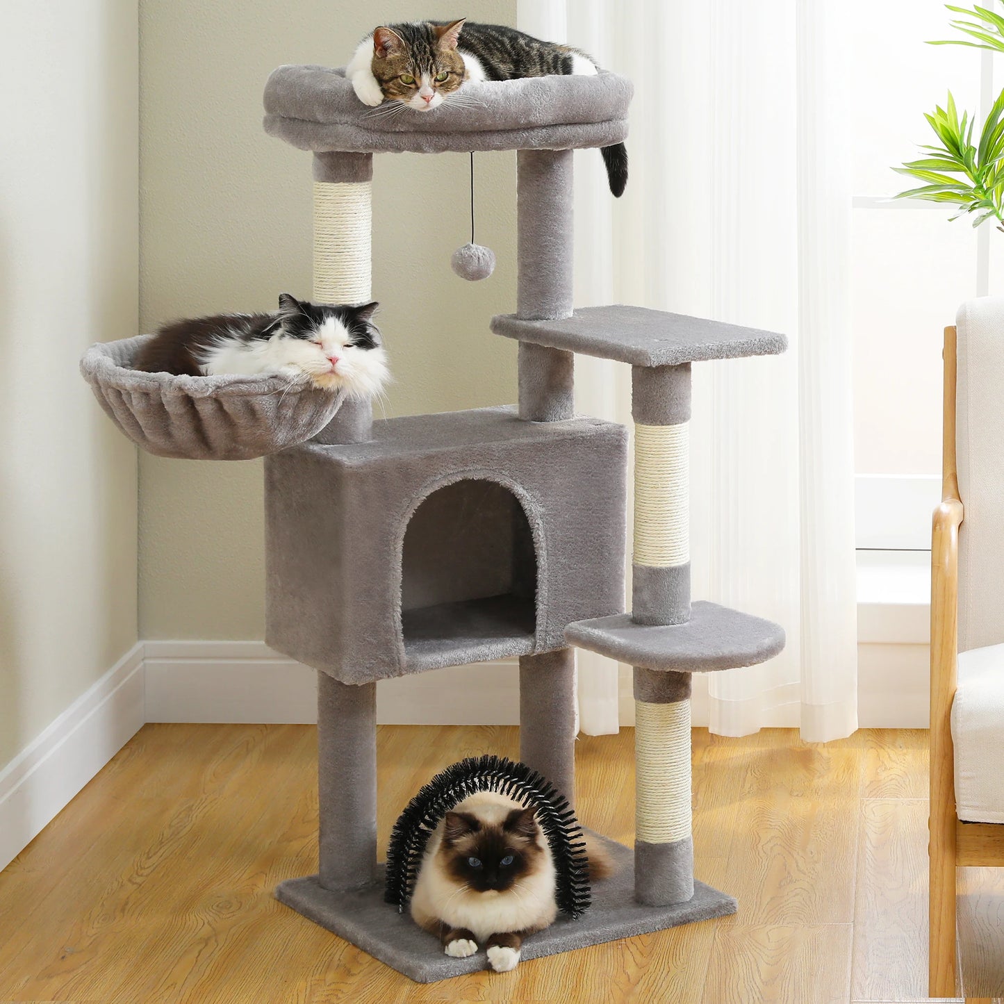 Cat Tree with Toy Cat Tower Condo for Indoor Cats Cat House with Padded Plush Perch Cozy Hammock and Sisal Scratching Posts
