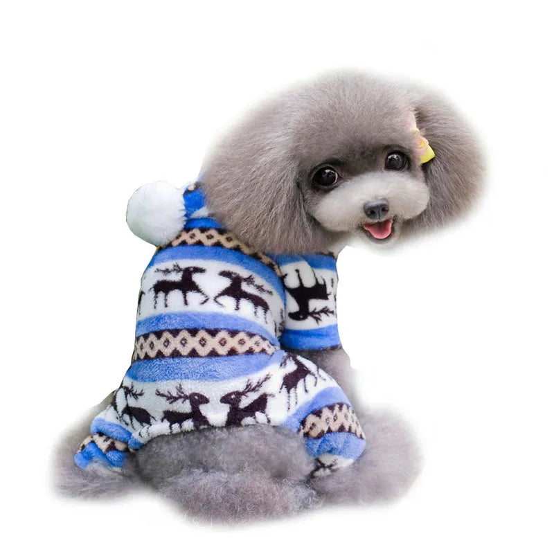 Winter Multi Pattern Dog & Cat Plush Ball Hoodie Sweater