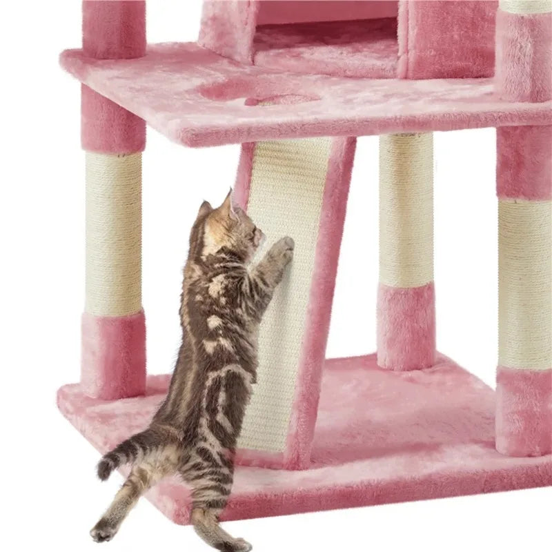 Pink 4 Tier 69" Cushioned Cat Condo Tower