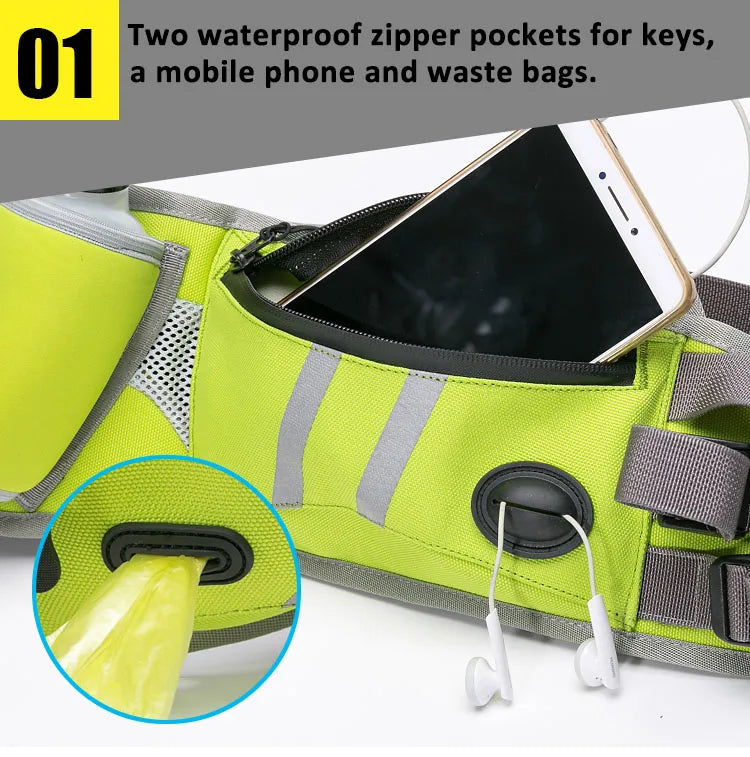 Truelove Top Deals RTS Neoprene Waterproof Fashion Sports Belt Hiking Running Walking Waist Bag with Dog Pet Leashes TLB2151